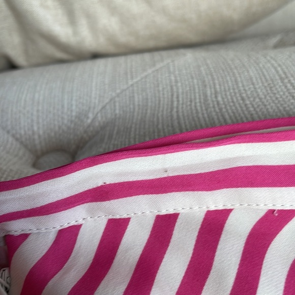 Michael Kors Striped Silk Pink and Off White Flowy Mini Skirt Size 14 - Picture 11 of 12